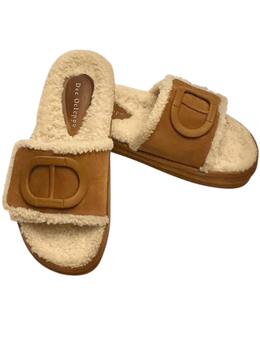 Dee Ocleppo Lima Shearling Platform Sandal Slides In Biscotti Brown Size 7.5M
